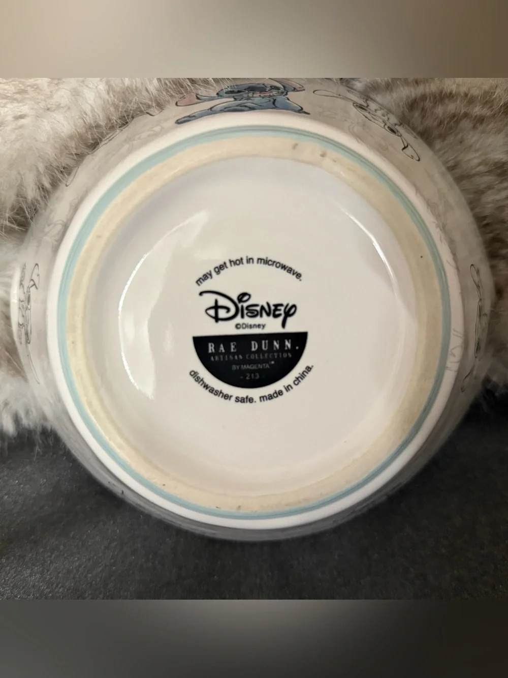 Rae Dunn Disney Ramen Bowl with Chopsticks and Holder - Stitch Ohana